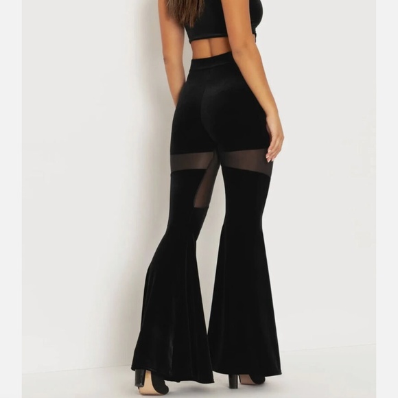 NWT BlackMilk Velvet Spartans High Waisted Sheer Flare Pants L Large - Picture 9 of 9